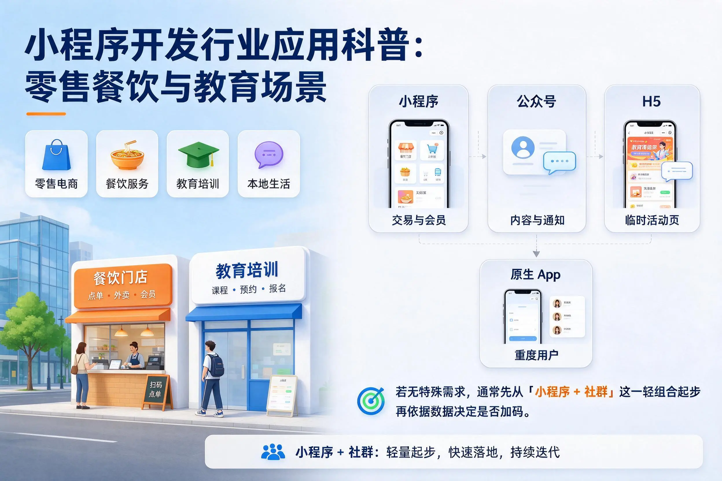 岳阳小程序开发行业应用科普：零售餐饮与教育场景