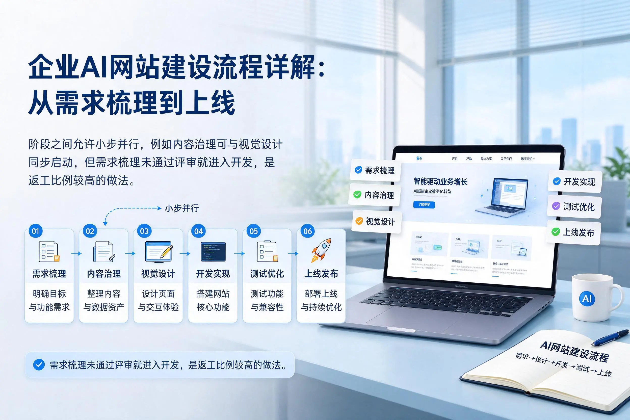 岳阳企业AI网站建设流程详解:从需求梳理到上线