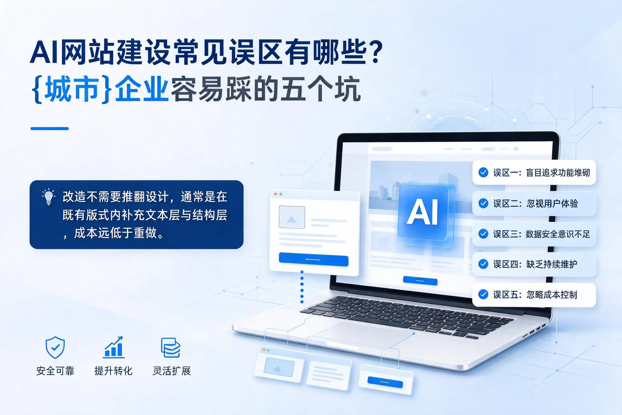 AI网站建设常见误区有哪些?岳阳企业容易踩的五个坑