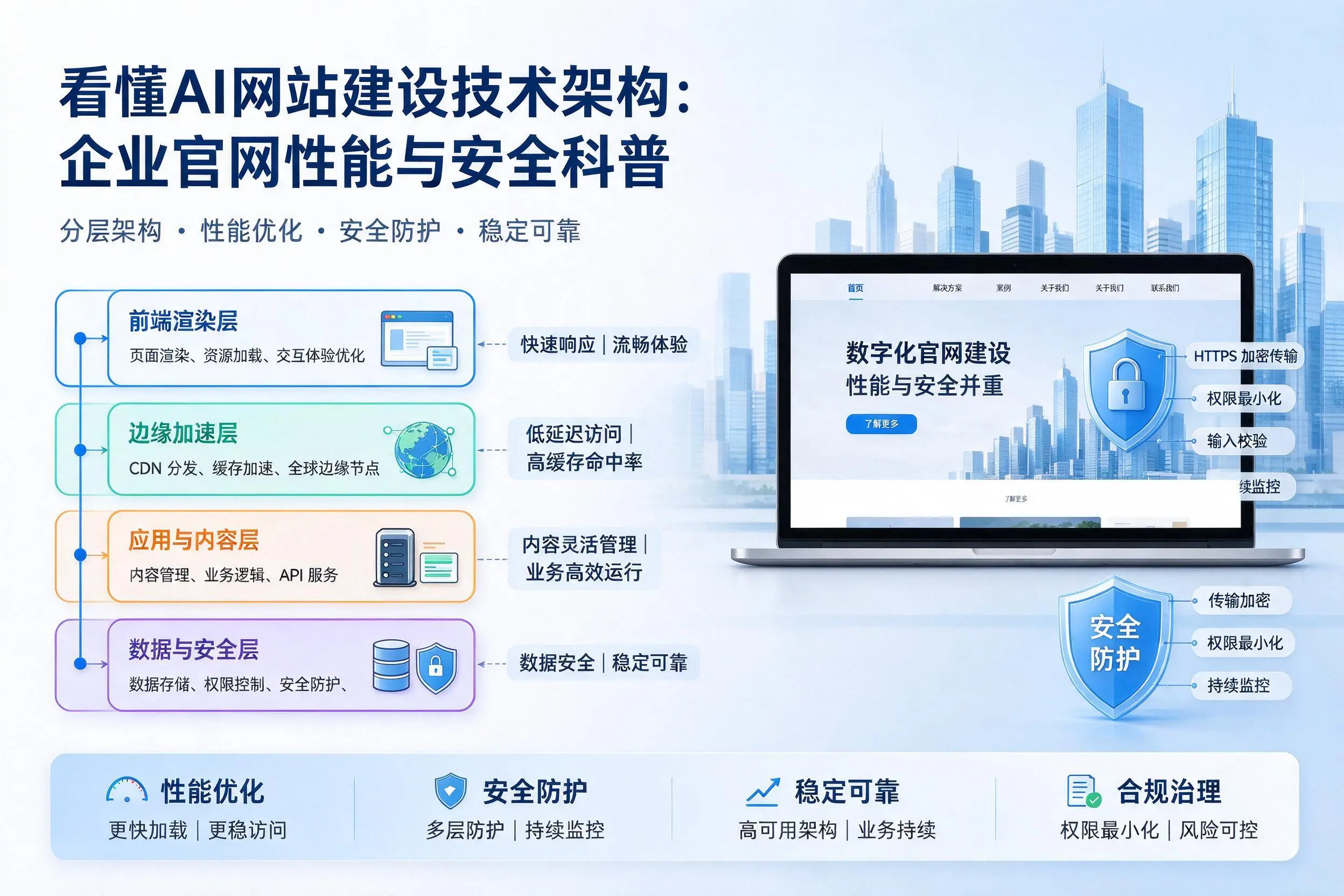 看懂AI网站建设技术架构:岳阳企业官网性能与安全科普