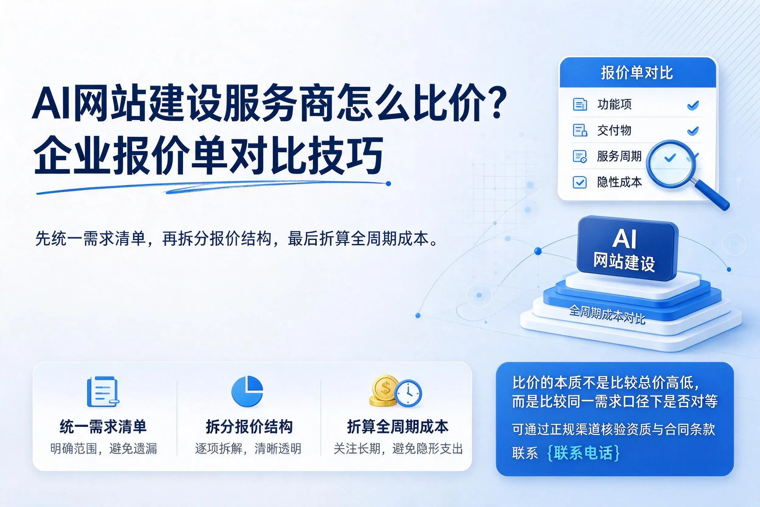 AI网站建设服务商怎么比价?岳阳企业报价单对比技巧